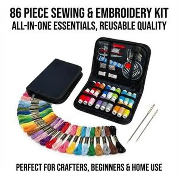 110-Piece Sewing & Embroidery Kit with Thread, Portable Zipper Case, Needles, Scissors & Repair Essentials - Beginner-Friendly Travel Needle Crafts DIY Kit for Crafting Enthusiasts, Sewing Kit For Beginners, Travel Sewing Kit