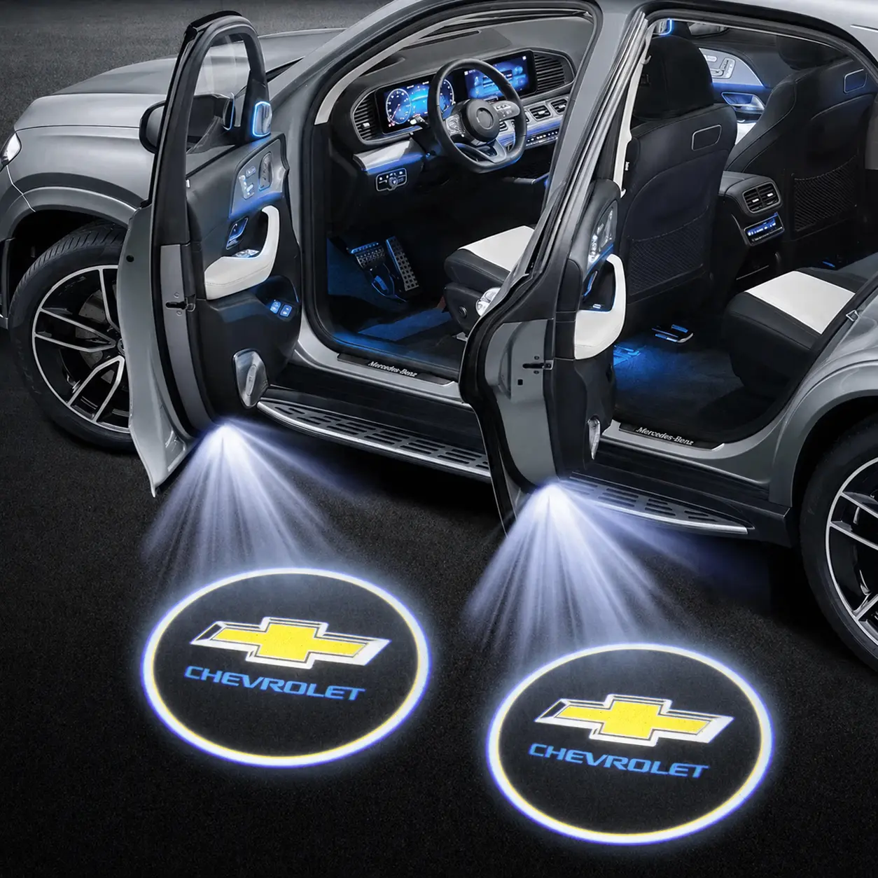 LED Car Door Welcome Light Decoration Light Car Badge logo For Onix Cruze Silverado Impala Equinox Malibu Tahoe Cobalt