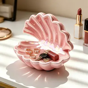 Pink Minimalist Shell Vanity Tray, Key Jewelry Ring Storage, Aesthetic Home Decor, Perfect Gift for Mom & BFF