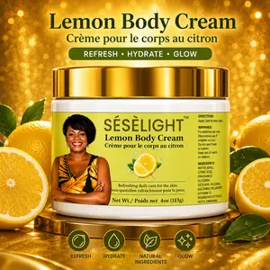 P:01 Sésélight Lemon Scent Body Cream - All Skin Types Brightening Moisturizer, Refreshing Daily Body Care, 4oz (113g)