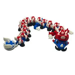 Red Plumber Dragon- 3D Printed Articulated Dragon, Fidget Toy, Video Game Inspired