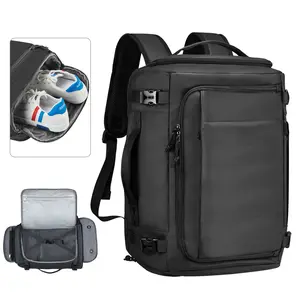 Women's Unisex Nylon Multi-Function Carry-On Luggage 35L Casual Travel Backpack - 15.6" Laptop Compartment, Waterproof, Quick Access, 40oz Water Bottle Fit, Durable Compact, Airline Flight Approved, Secure, 8 External Pockets, Shoe Compartment