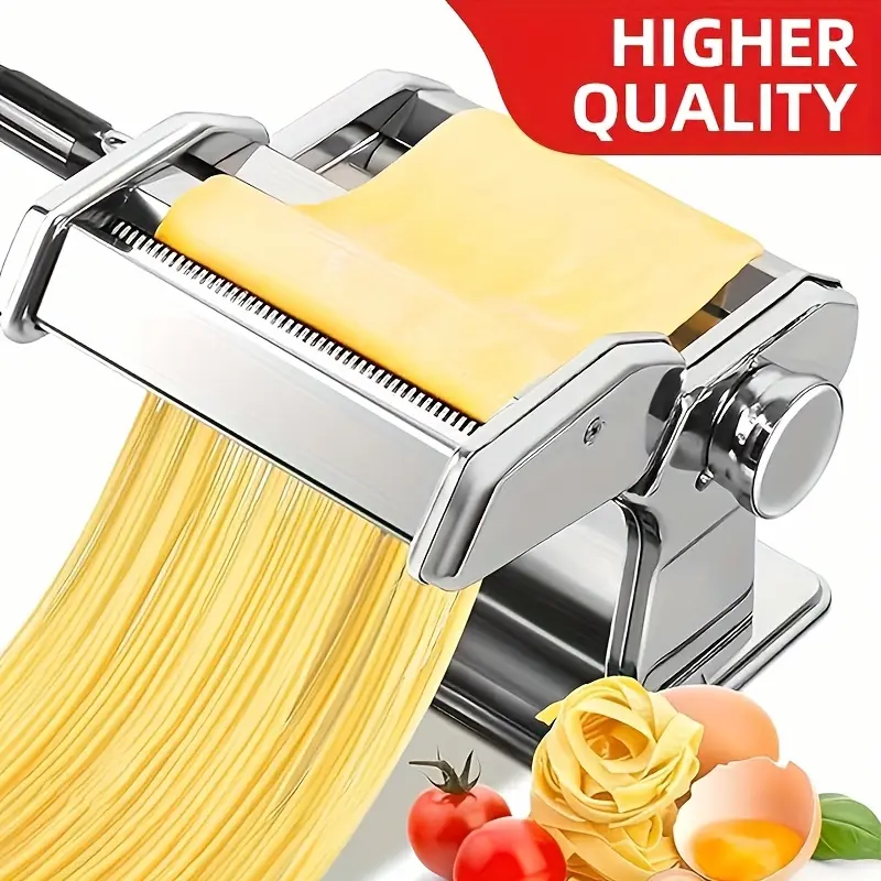 Pasta Machine, 8 Adjustable Thickness Settings, 2-in-1 Pasta Machine, With Rollers And Cutter, Can Press Dough And Make Noodles, Perfect For Pasta, For Lasagna Or Dumpling Wrappers, Kitchen Tool, Perfect For Pasta Lovers