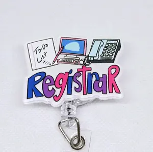 Patient Registration Registrar Acrylic Retractable Badge ID Reel Belt or Alligator Clip hospital worker