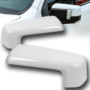Pair of White ABS Plastic Side Mirror Cover Cap Compatible With 2019 - 2024 Chevy Silverado 1500 / 2019 - 2024 GMC Sierra 1500 ( Excludes 2019 Sierra 1500 Limited Model )