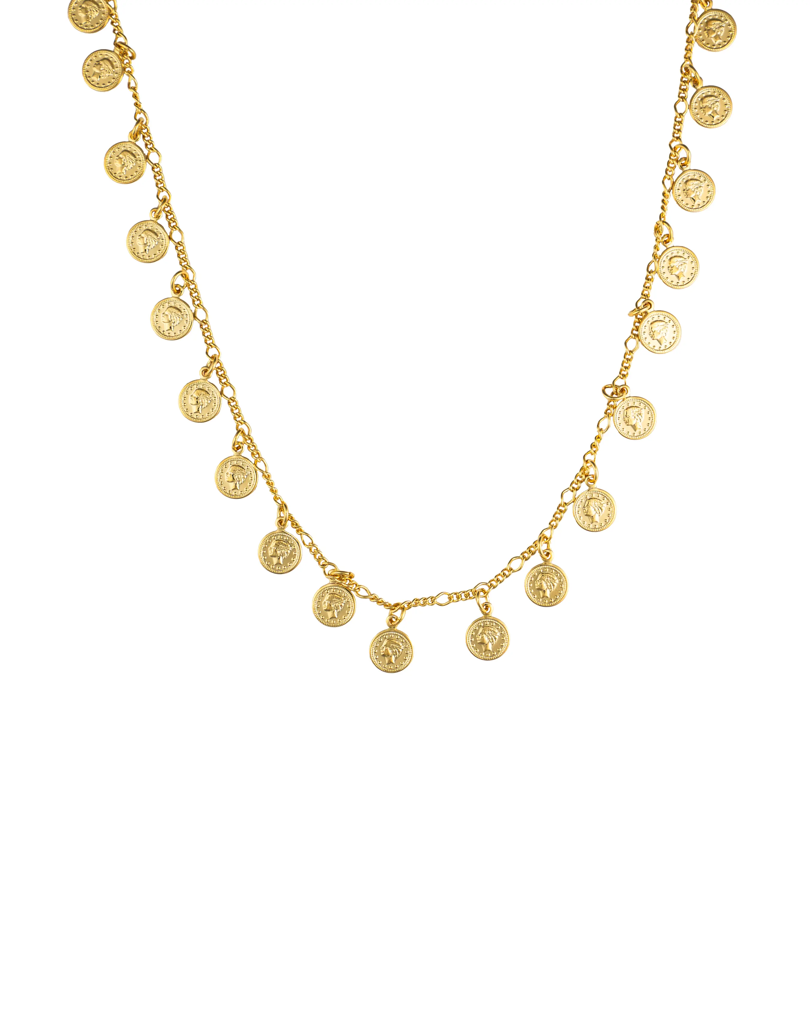 Mini Coin Layering Dangle Necklace (F13)(I498)