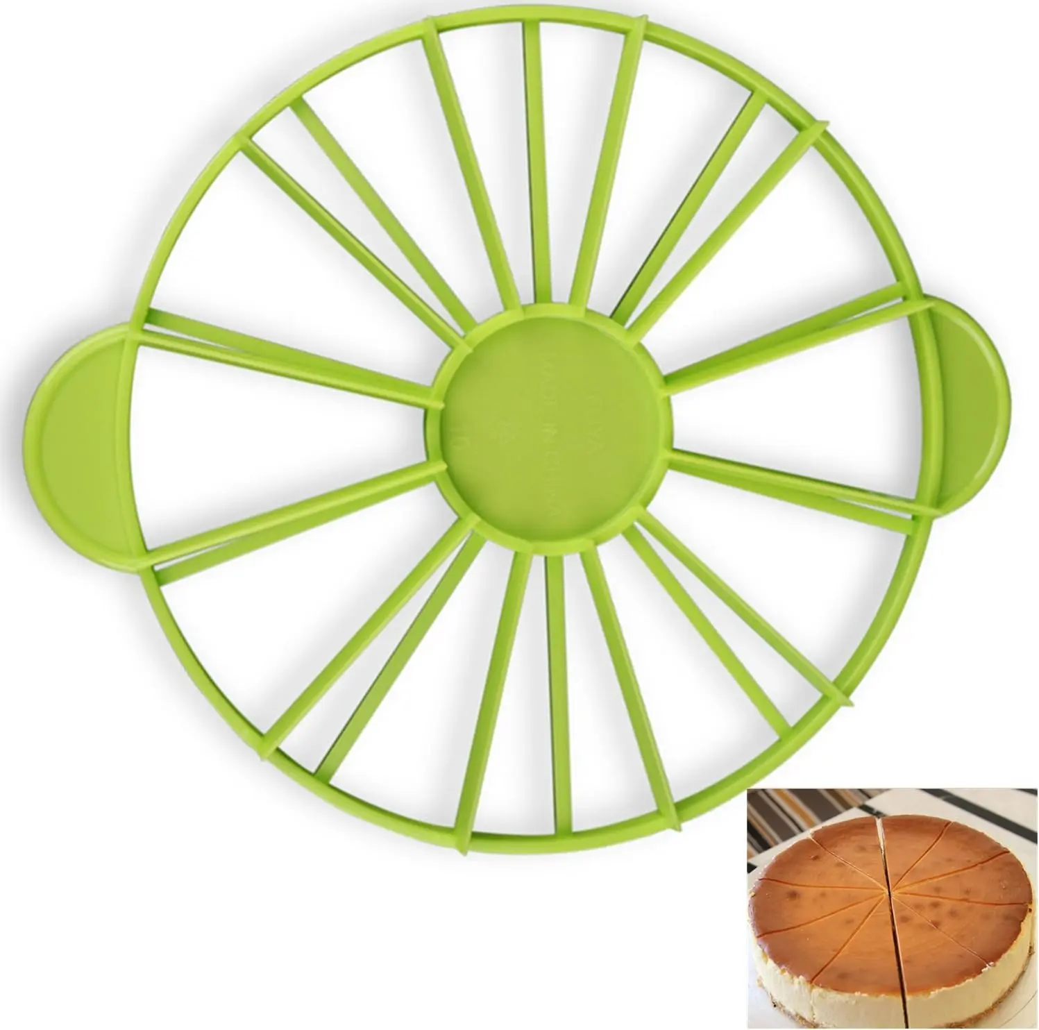Round Slice & Pie Slicer, Cake Divider, Cheesecake Cutter, Double Sided Portion Marker for 10/12 Slices, Works Up To 10" Diameter Desserts