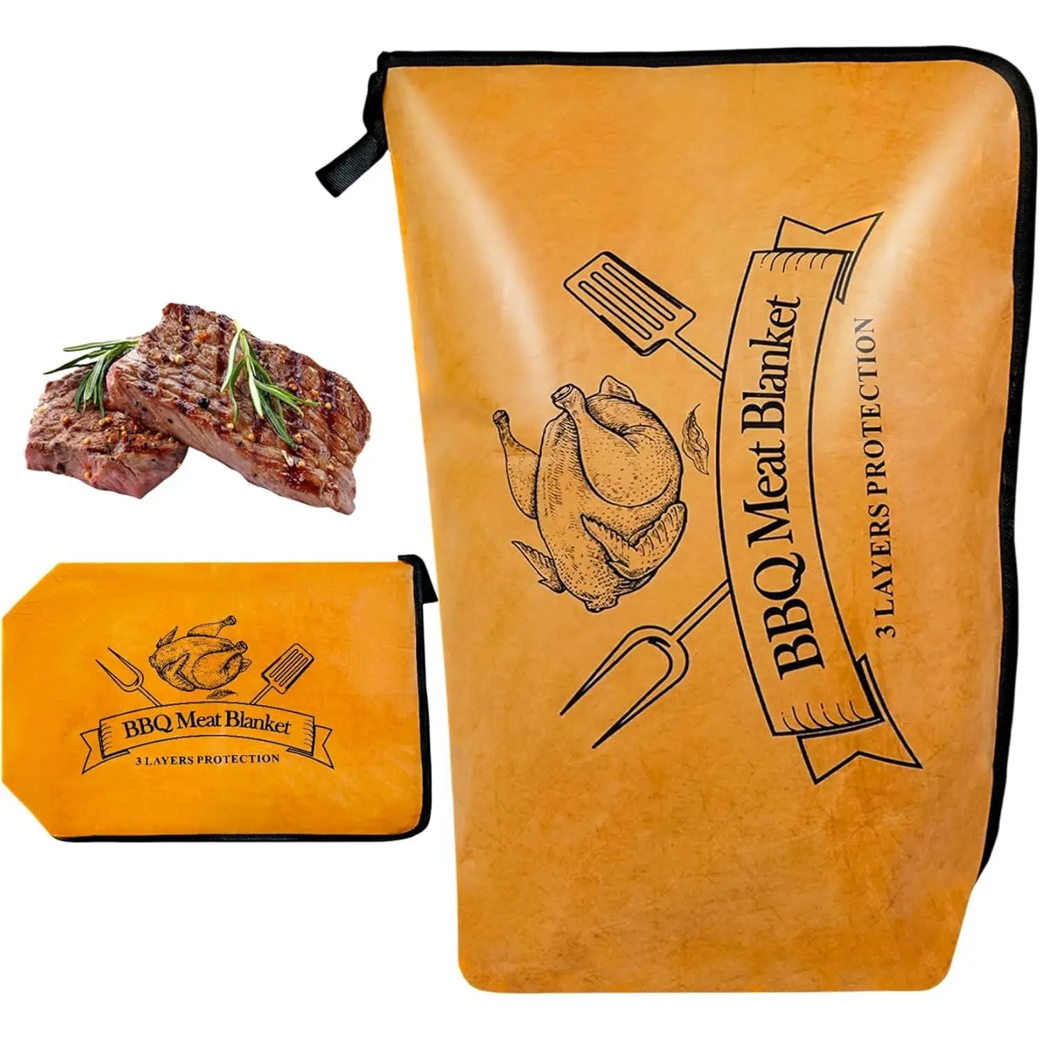 BBQ Blanket for Resting Meat - Insulated Blanket Bag for Large Briskets, Turkeys, Pork -  Grilling Accessory & Birthday Gifts for Men, Dad, Grill Masters (21 inch)