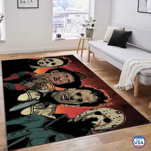 Michael Freddy Hannibal Jason Rug, Horror Movie Slashers, Serial Killers Fans Gift Non-Slip Floor Carpet, Decoration Mat for home Living Room Bedroom, Room Decor, Home Decor