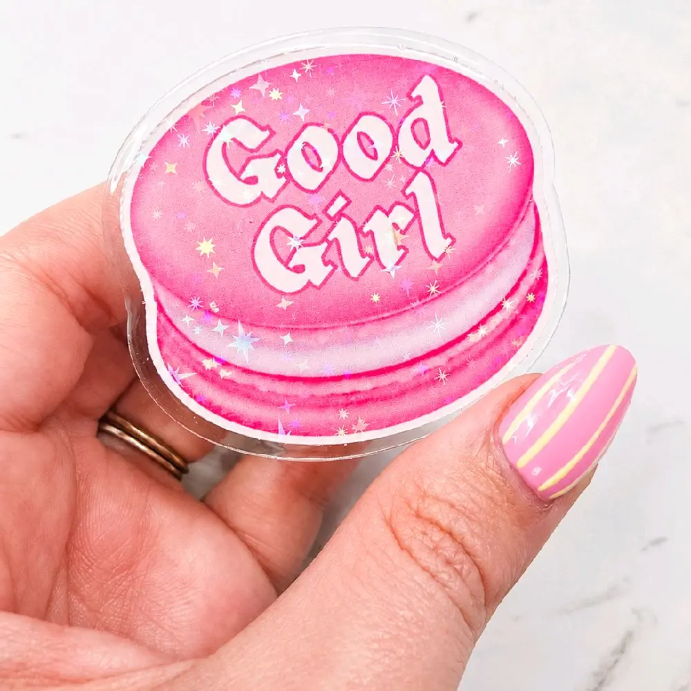 Appalachian Artisans Magnetic Collapsible Grip/Stand for Kindle, iPad, iPhone, Smartphones, Kindle Holder, Cute Kindle Accessories / Pink Dark Romance Good Girl Macaroon Design