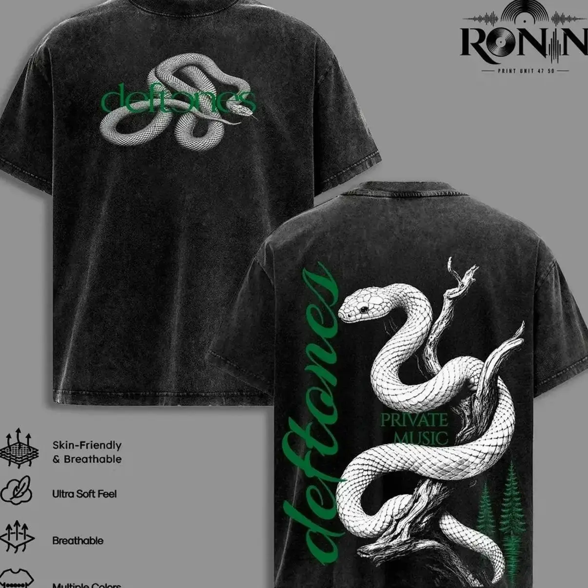 Deftones Snake Graphic T Shirt Vintage Washed Alternative Metal Tee, Private Music Streetwear Shirt, Heavy Cotton Oversized Rock Band Merch T9H