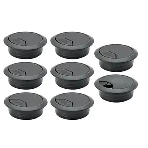 2-Inch Hole Desk Grommet Cover Organizer for Desktop  Electronics Wires, Black Plastic (8-Pack)