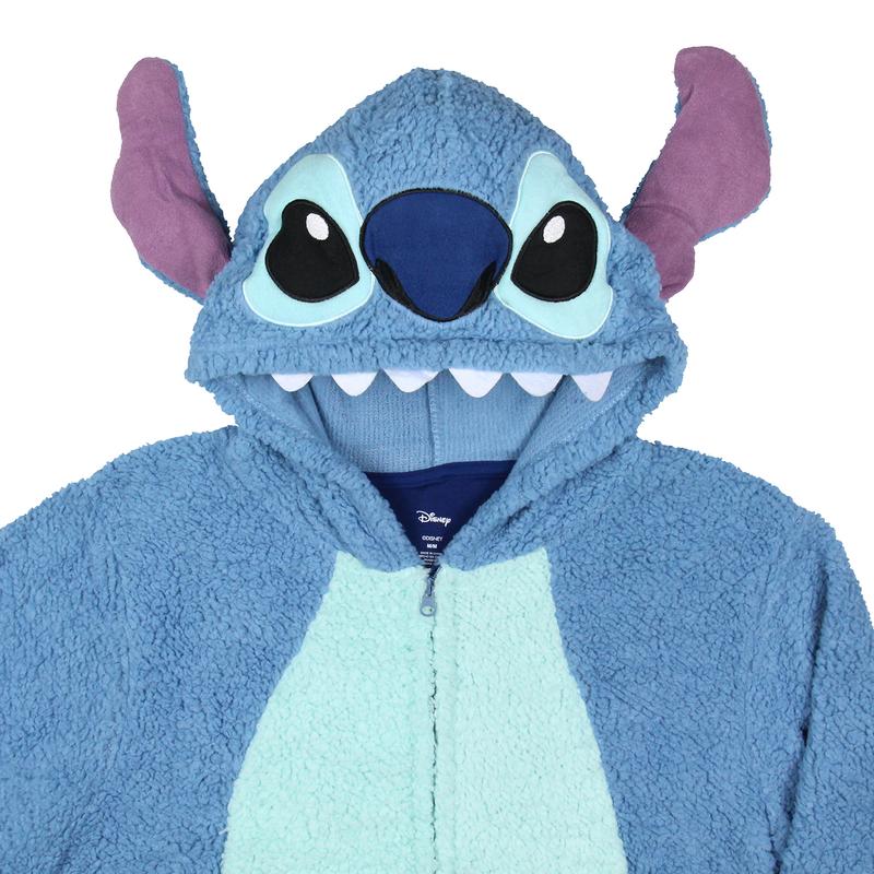 Disney Lilo And Stitch Adult Unisex Stitch Costume Sherpa Fleece One Piece Pajama Union Suit