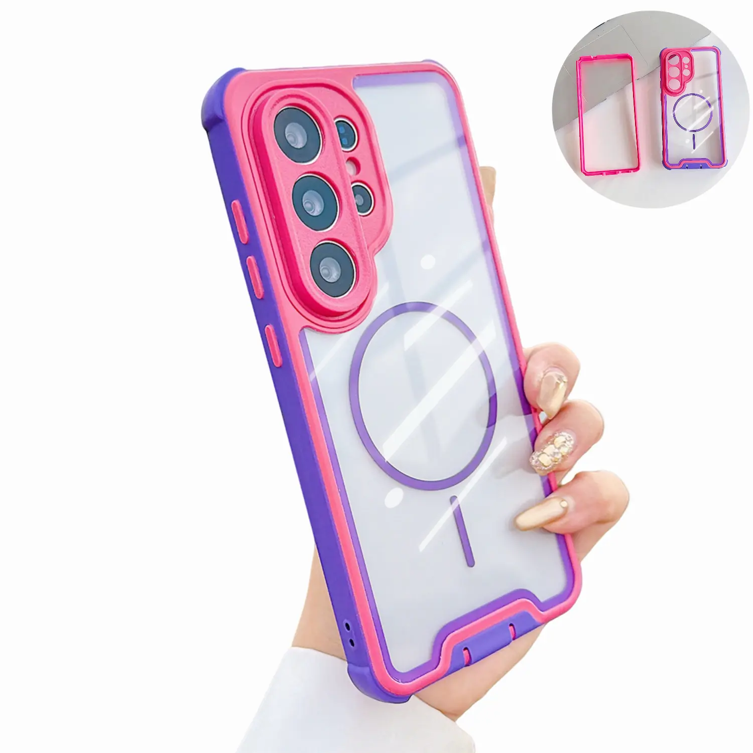 For Samsung Galaxy S26 S25 S24 S23 Ultra Plus – Military-Grade Shockproof Clear MagSafe Case, Dual-Layer Protection, #SummerVibes