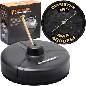 Edou Direct Pressure Washer Surface Cleaner - - 15'' - Black - Dual Spinning Nozzles for Fast - Compatible with Most Pressure Washers - 1/4 Inch Quick-Connect