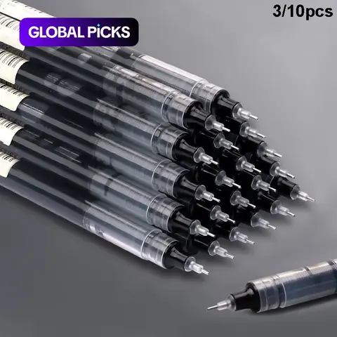 0.5mm Black Ink Quick Dry Fine Point Gel Pens, Straight Liquid Rollerball Pen, Multipack Student Writing Stationery for School Office Exam Supplies #GLOBAL PICKS