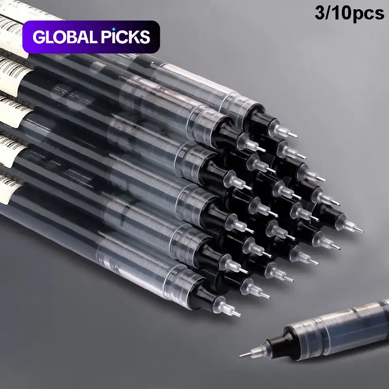 0.5mm Black Ink Quick Dry Fine Point Gel Pens, Straight Liquid Rollerball Pen, Multipack Student Writing Stationery for School Office Exam Supplies #GLOBAL PICKS