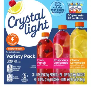 Crystal Light OTG Energy Variety Pack - 60 Pack of Variety Mixes with 20 Flavor Options, 60 Calories per Pack - Beverage, Sport