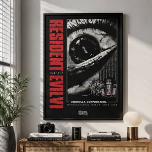 Resident Evil (1996) Original Nightmare Canvas Wall Art, Vintage Laboratory Blueprint Poster for Gaming Room Decor