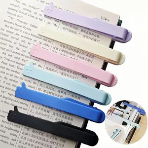 [6 Pack] Automatic Bookmark with Clip & Pen Holder Slot,   Bookmarks with Smiley Thumb Design,  Reading Accessories Gifts for Book Lovers, Women, Men, Students
