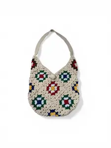 Handmade Crochet Granny Square Multicolor Boho Shoulder Bag Handmade Tote
