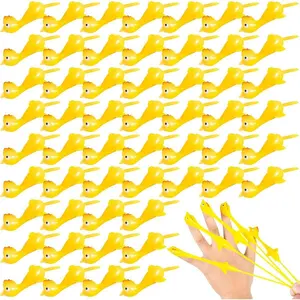 48 Pack Rubber Chicken Slingshot, Halloween Finger Slingshot Novelty Toys, Flying Chicken Toy for Christmas, Mini Rubber Chickens Bulk, Super Strong Viscosity for Teens Party Activities (Yellow)