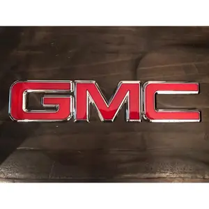 GMC OEM Front Grille Emblems Red & Black Chrome Sierra Yukon Savanna 22881265