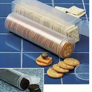 2pcs Stackable Sealed Food Storage Containers with Lids - Transparent Plastic Kitchen Storage Boxes, Space-saving Circular And Rectangular Designs, Suitable for Kitchen, Pasta, Snacks, Cookies, Dry Food - Durable Reusable Plastic Containers