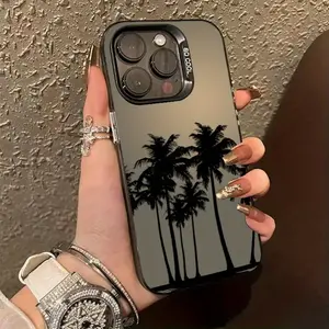 Coconut Tree for iphone 14 15 Plus X XR XS MAX 11 12Pro 13 14 15 Plus 16 Pro Max 17 E Shockproof Ultra-Thin Veneer Hard Cover  Protective IMD Electroplated Colorful  Phone Case.