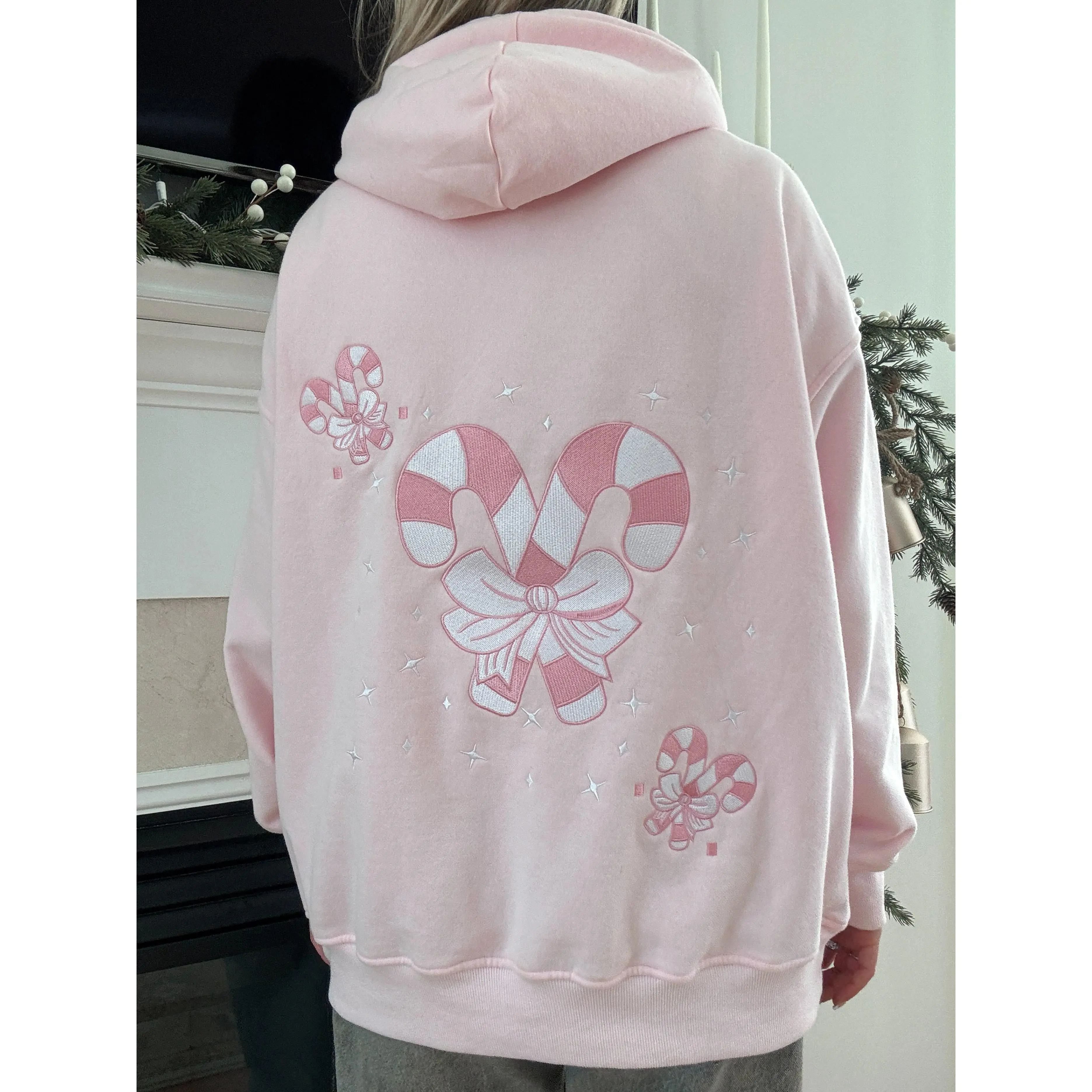 Light Pink Candy Cane Wonderland Hoodie christmas sweatshirt