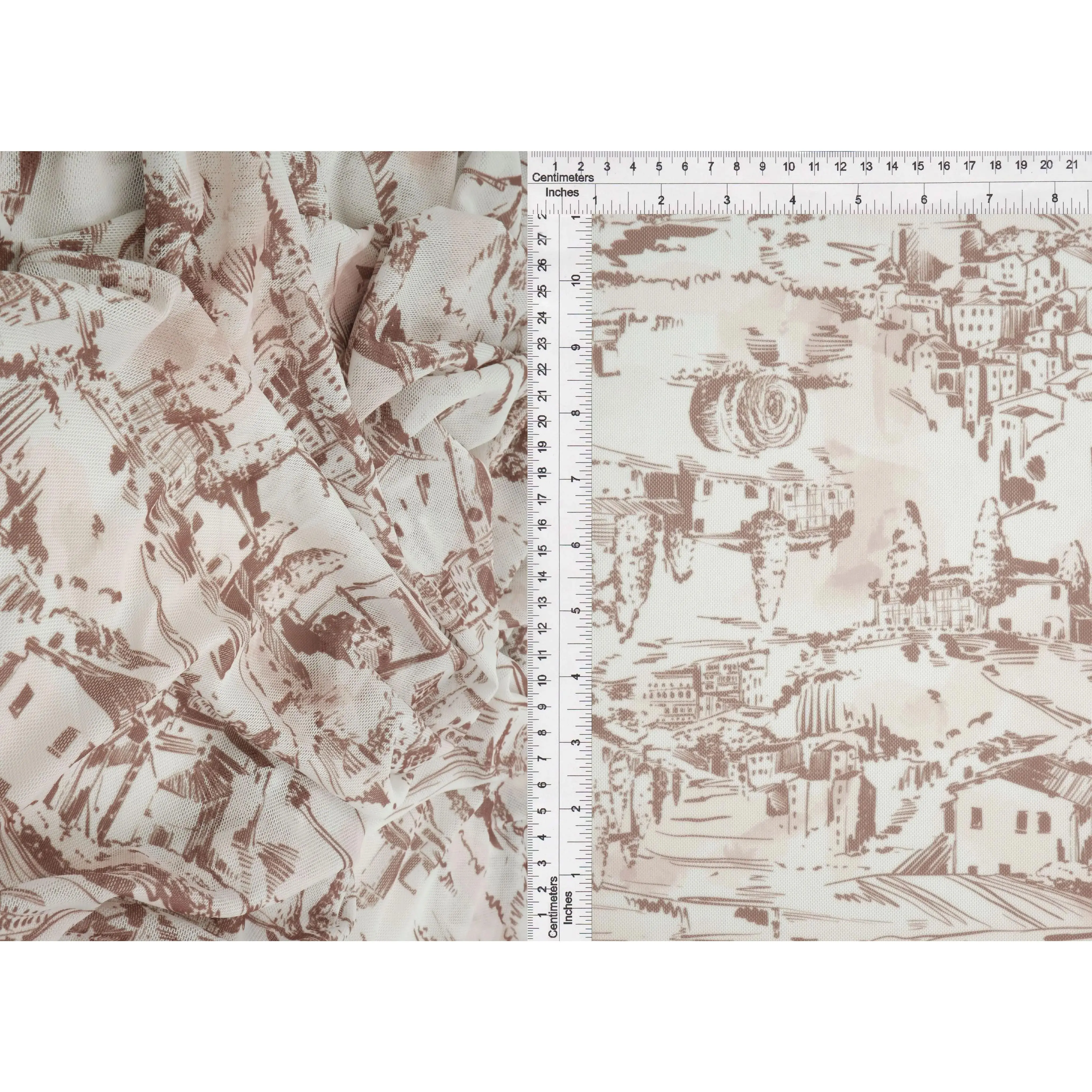 Digital Toile Mesh Print Fabric Poly Spandex Stretch Material for Apparel, 56/58" Wide