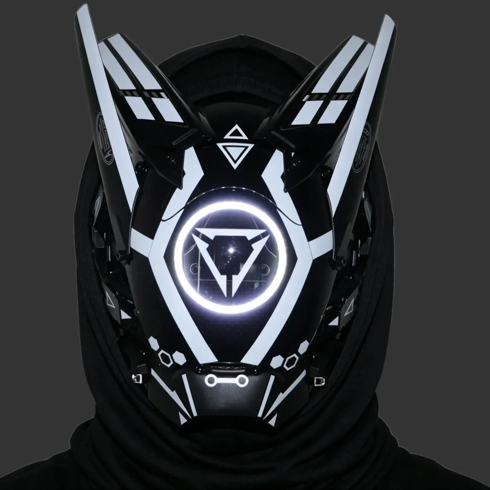COSTRIBE CyberPunk Techwear Costume Mask - Lightweight, Stylish Halloween Cosplay Mask with Mirror Visor, Outdoor Fashion Prop Accessory