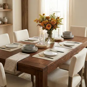 OUTGOODS Faux Leather Placemats Set of 12 – Waterproof & Heat Resistant Table Mats – Modern, Easy to Clean Dining Table Mats with Rounded Corners for Kitchen, Dining Room, Parties – 16.9 x 11.8 in