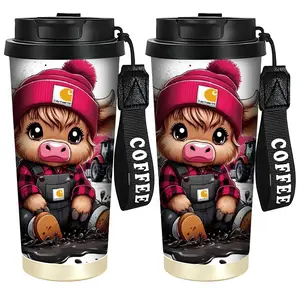 1pc 18oz farm calf,Insulated Travel Coffee Cup, Leakproof Tumbler, Ideal for Hot and Cold Beverages, with Perfect Gift for Thanksgiving and Christmas,camping,outdoor,Reusable, made of durable material, portable and can only be hand-washed