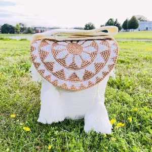 Wayuu Bags - Handcrafted Boho Chic Tassel Crossbody Bag with Intricate Beaded Design and Soft White Fabric