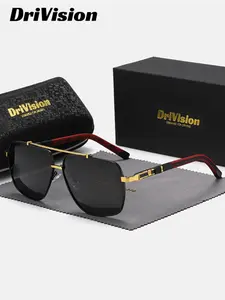 Unisex Vintage Trendy Aviator Sunglasses, Retro Outdoor Full Frame Polarized Sunglasses, Fashionable Uv400 Protection Sunglasses for Men & Women for Everyday Use, High Quality Sunglasses