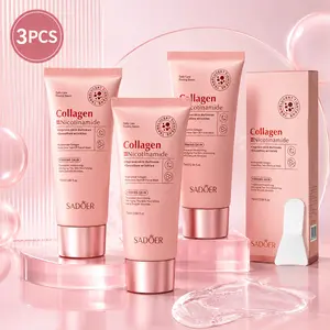 3PCS 75g Collagen Biotin Day & Night Mask, Rich Collagen Essence, Moisturizing Smooth Skin, Daily Hydrating Facial Care, Face Mask for All-Day Moisture Hydrate