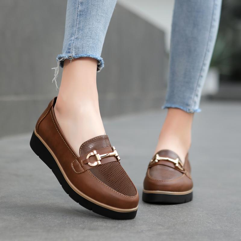 Women's Fashionable  PU leather shoes Solid Color Slip on Loafers, Casual Comfortable Shoes for Daily Wear, Lightweight Breathable Shoes for All Seasons, Girl