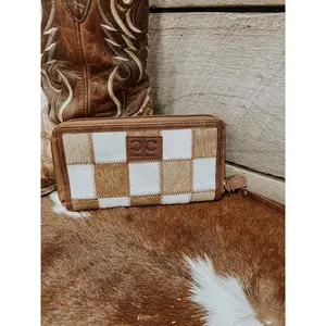 Calypso Women's Cowhide Wallet Wristlet Checkered