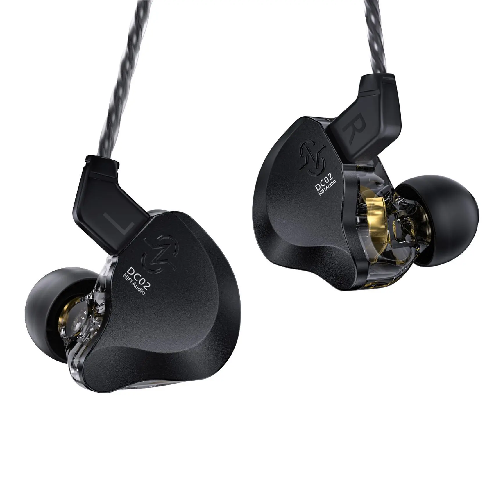 CCZ DC02 In-ear Monitor, Wired Earphone, Mobile Wired Earphones with Detachable Cable, HiFi Stereo Musician Audio Earbuds, Gaming Earbuds, Earphones for Singer, Stage, Studio, Headset, In-ear Headphones, Electronic, Black, Noise Reduction Earphones
