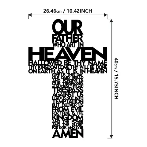 Aman Iron Crucifix Metal Wall Sign - Classic Decorative Cross, Christian Religious Home Decor, Hanging Ornament for Living Rooms, Adult Gift