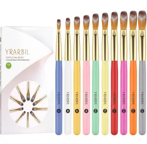 Acrylic Nail Brush Set, 10PCS Professional Nail Art Brushes for Acrylic Powder Applications, 3D Carving, Nail Art Extension for DIY Home Salon Tools