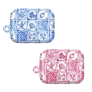 Marine Tile Art AirPods Case – Coastal Nautical Designs Featuring Fish, Seashells, Starfish, Coral & Crabs, Fits AirPods Pro (Gen 1/2) & AirPods (Gen 1/2/3), Perfect Gift for Ocean & Beach Style Fans
