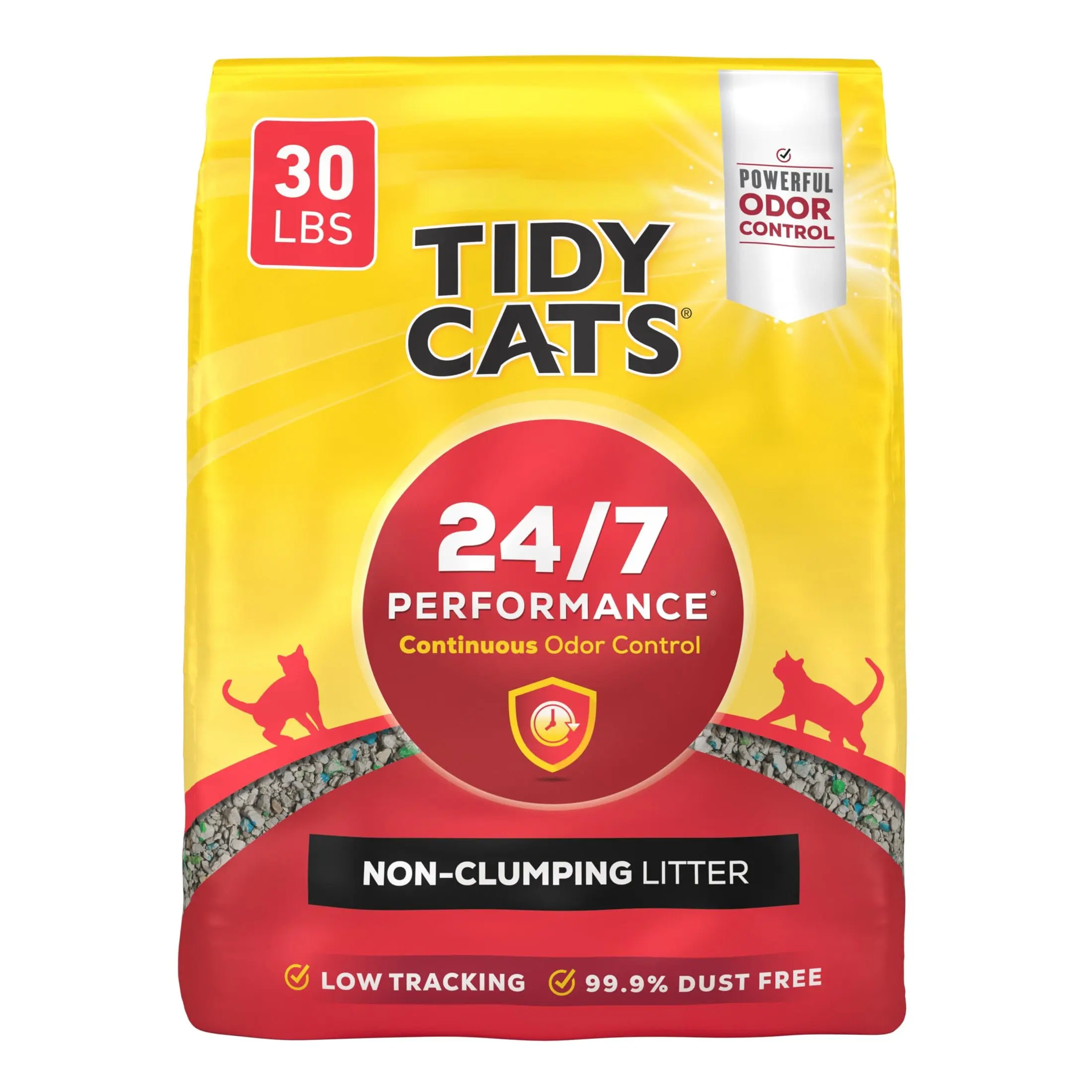 Bagged Traditional Absorbent Clay Non-Clumping Cat Litter - Clean Linen Scent, 24/7 Odor Control, Low Dust, Low Tracking, Fresh Multi-Cat Formula, 30 lb Bag