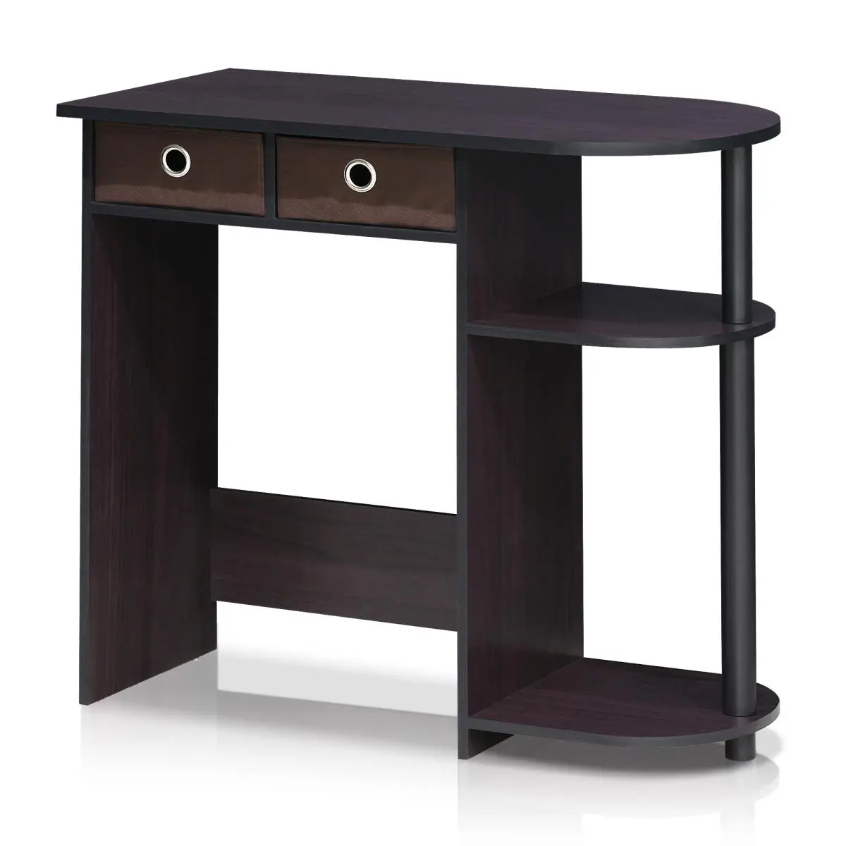 Furinno 11193DWN Go Green Series Sturdy Computer Desk - Dark Walnut Eco-Friendly Home Office Workstation with Drawer Platform, Non-Woven Bin, 25.45 lbs, Durable, Avoids Harsh Chemicals, Assembly Required for Laptops/Notebooks