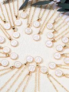 Initial A-Z Pendant Necklace, Disc Charm, Perfect Gift for Birthdays & Special Occasions, Ideal Daily Wear, Alloy Material