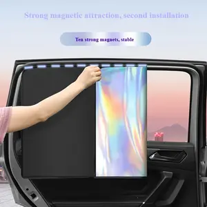 4pcs New Laser Colorful Magnetic Car Sunshade, Light-Blocking Titanium Silvery Reflective Sunshade, Blackout Side Curtains for Vehicles, Blackout Sunscreen Sunshade