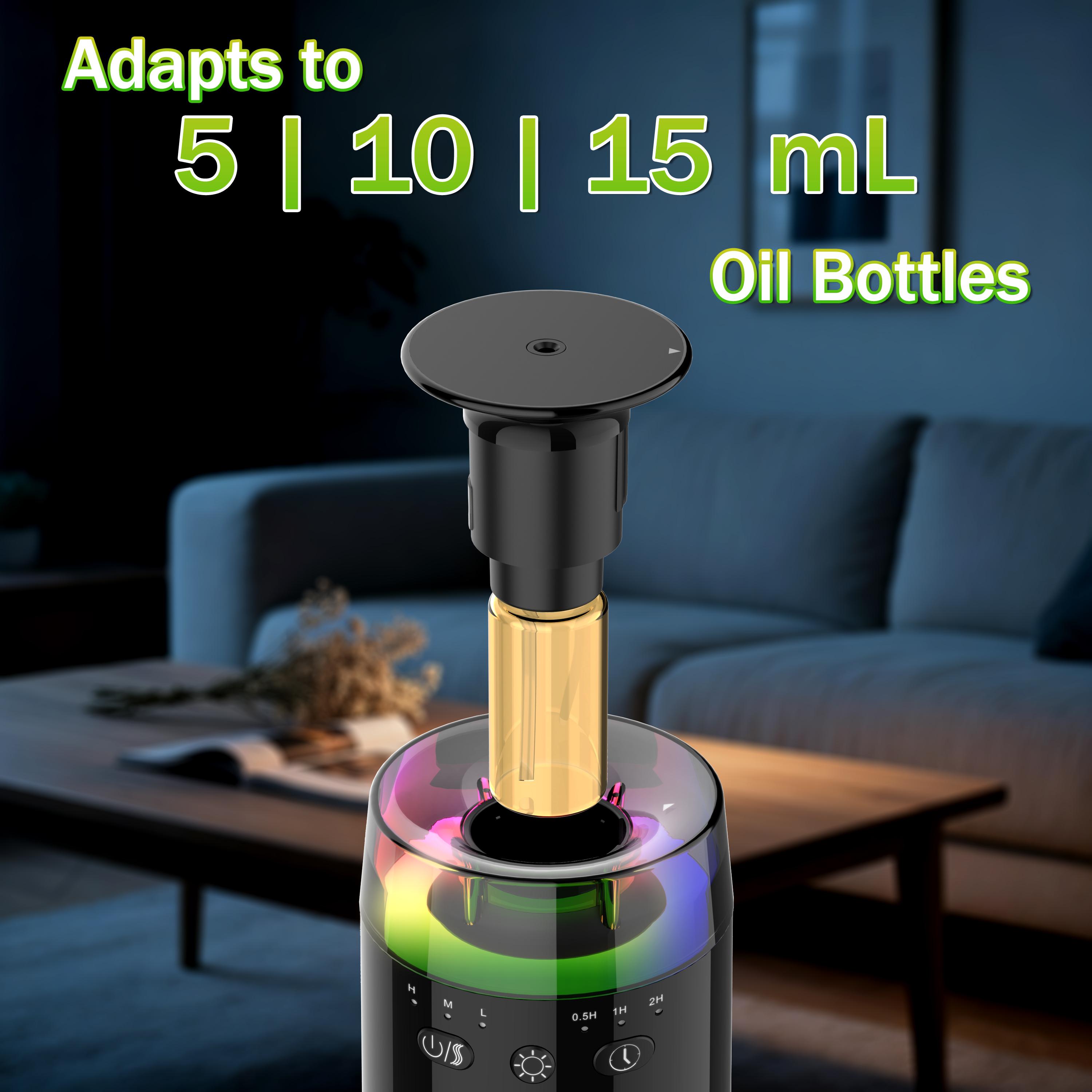 Waterless Essential Oil Diffuser: Battery Mini Scent Air Machine with 8 Bottles of Essential Oils for Home, Room, Car, Office with RGB Colorful Light — Cool Mist Aroma Machine