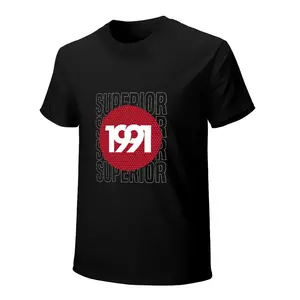 Menswear 1991 Retro Heavyweight T-Shirt - 180gsm Premium Cotton Customized Elastic Breathable Fabric, Short Sleeve Crewneck, Born Year Urban Graphic, Casual Top for Men, Black, Deo Merch, Frisco Orange Tee, Anti Grape Clothing, Deborah Funny Design, Round
