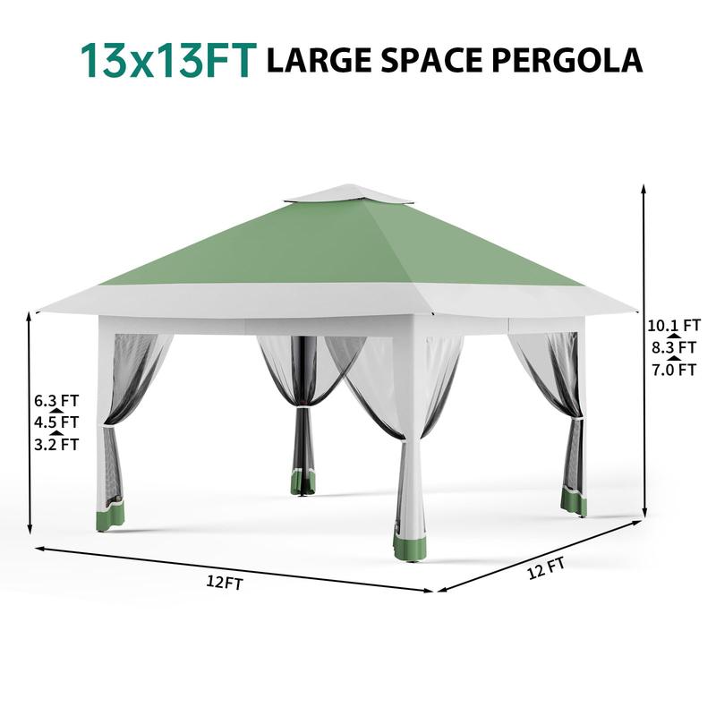 GARVEE Hard Top Gazebo 13 x 13 feet, Green Color